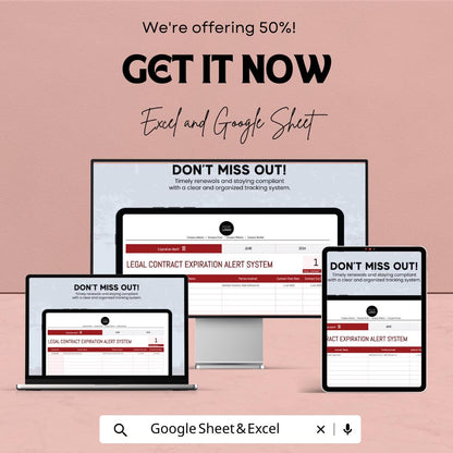 Legal Contract Expiration Tracker, Contract Renewal Alert Template, Law Office Contract Manager