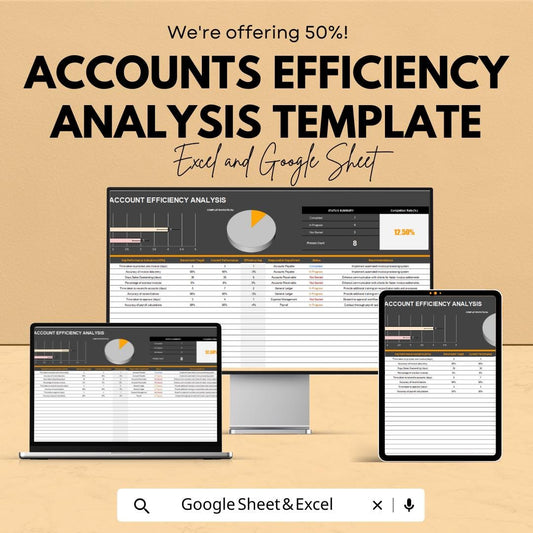 Accounts Efficiency Analysis Template | Financial Performance Dashboard | Accounting KPI Tracker | Excel & Google Sheets