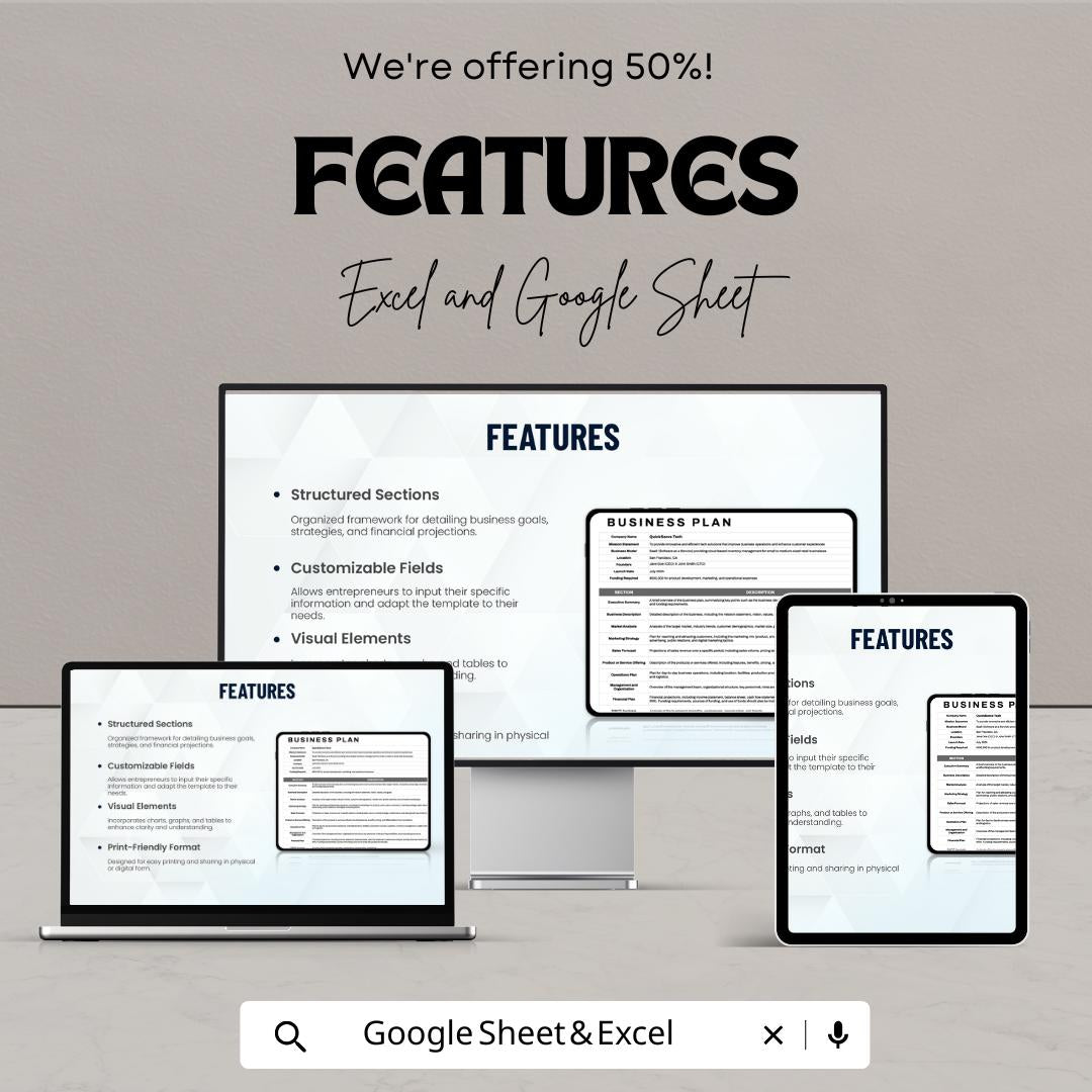 Printable Business Plan Template | Small Business Startup Planner | Editable Business Proposal | Entrepreneur Planning Sheet