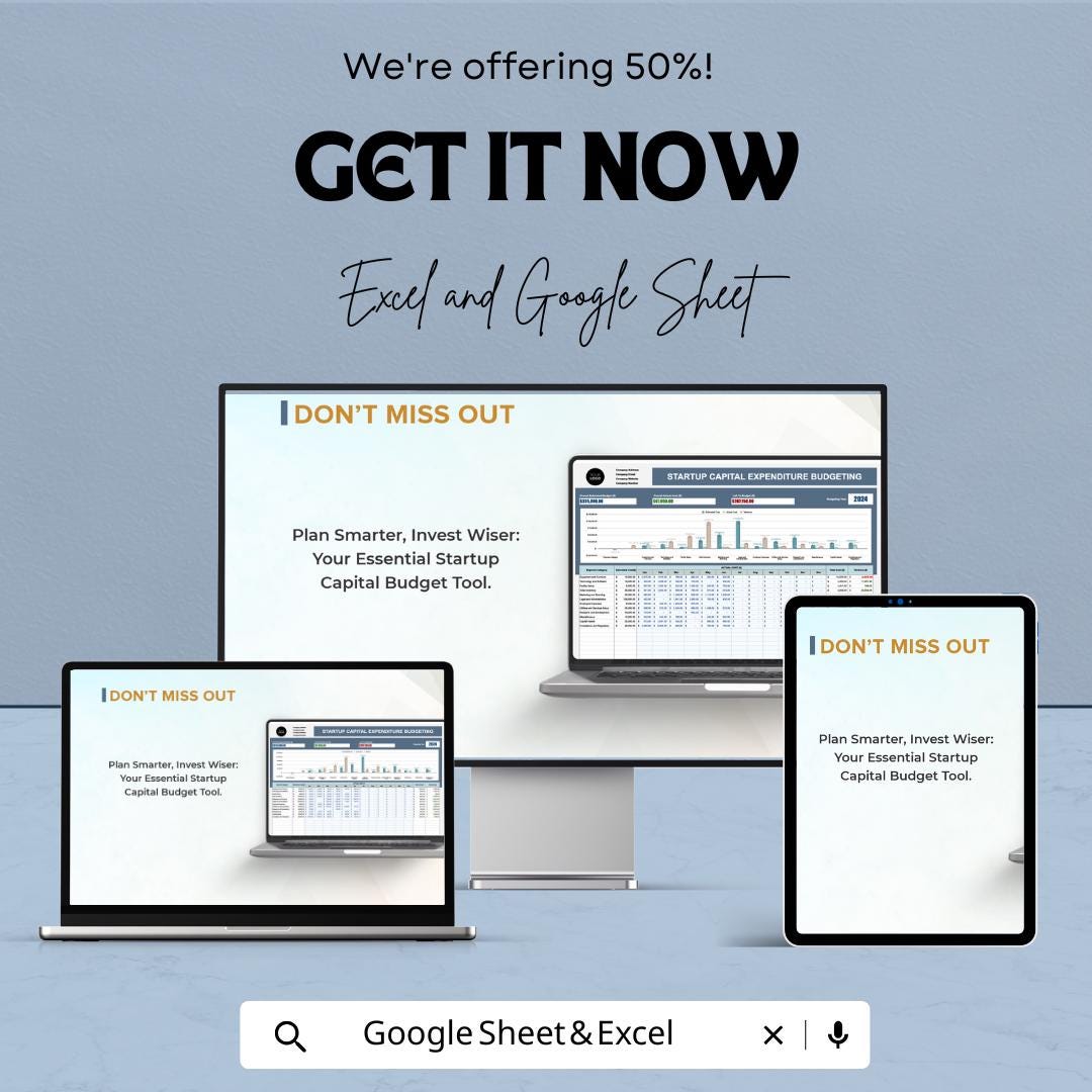 Startup Capital Expenditure Budget Sheet - Excel & Google Sheets for Effective Capital Management