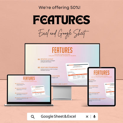 Long Term SMART Goals Template for Students | Academic Goal Planner | Student Goal Setting Worksheet | Study Planning Template