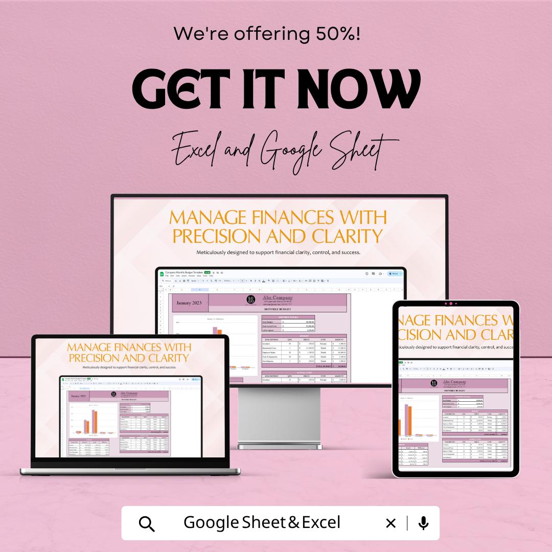 Company Monthly Budget Template | Business Budget Spreadsheet | Financial Tracker Template | Small Business Finance Planner