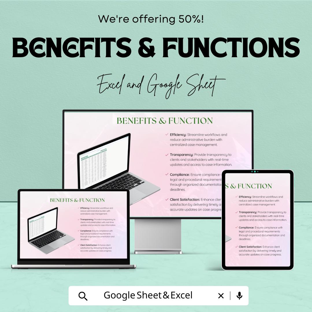 Legal Case Management Dashboard Sheet | Google Sheets Template for Case Tracking | Legal Case Overview | Task & Deadline Management