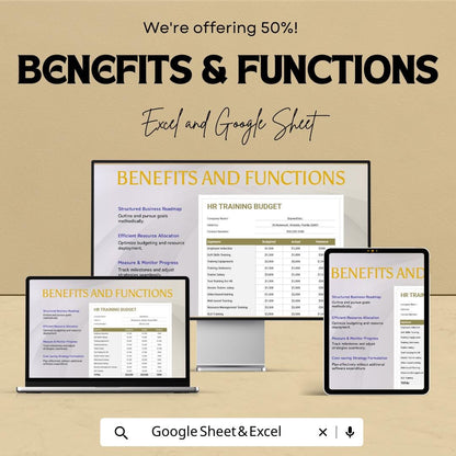 HR Training Budget Sheet for Excel & Google Sheets | Budget Tracking, Employee Training Expenses, HR Budget Template