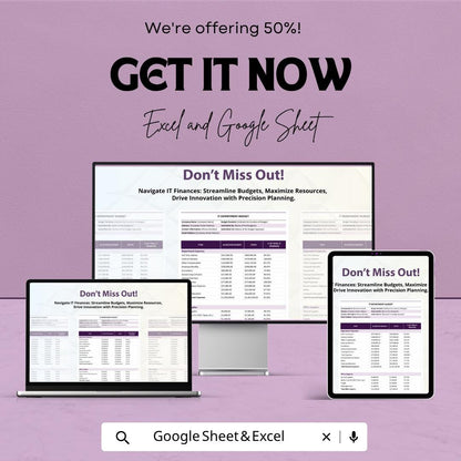 IT Department Budget Template | IT Budget Spreadsheet | Technology Budget Planner | Excel & Google Sheets | IT Expense Tracker Sheet