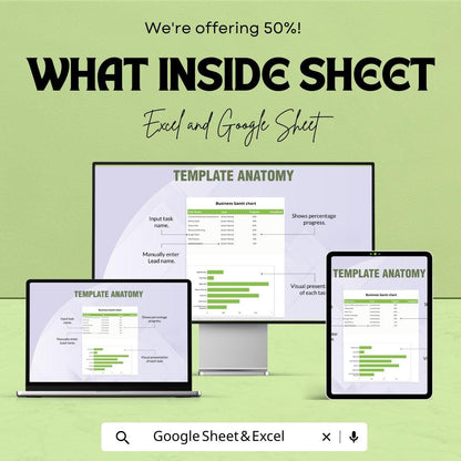 Example Business Gantt Chart Template | Excel & Google Sheets | Project Task Tracker
