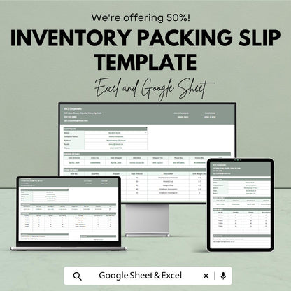 Inventory Packing Slip Template | Order Packing List | Shipping Packing Slip | Small Business Order Form |  Inventory Order Sheet