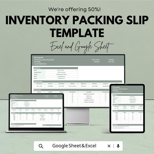 Inventory Packing Slip Template | Order Packing List | Shipping Packing Slip | Small Business Order Form |  Inventory Order Sheet