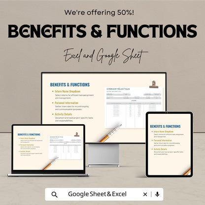 Internship Project Plan Sheet | Excel & Google Sheets Template | Internship Tracking | Activity Management Template | Project Plan Template