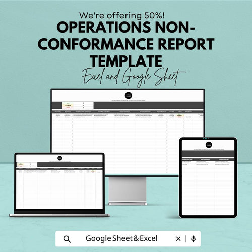 Non Conformance Report Template | NCR Template | Quality Incident Report | Operations Compliance Tracker | Corrective Action Log
