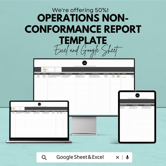 Non Conformance Report Template | NCR Template | Quality Incident Report | Operations Compliance Tracker | Corrective Action Log