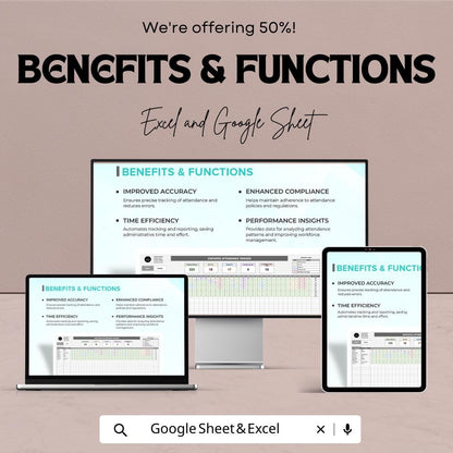 Startup Employee Attendance Tracker Template | Employee Attendance Sheet | HR Attendance Tracker | Excel & Google Sheets
