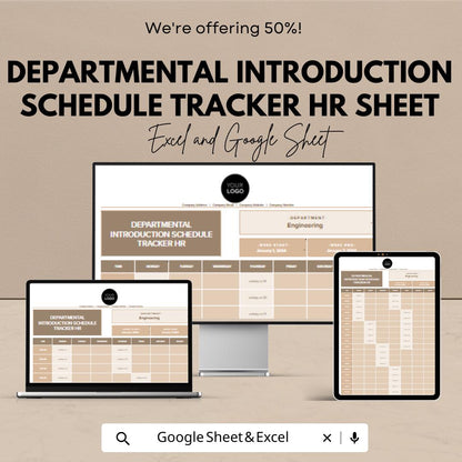 Departmental Introduction Schedule Tracker HR Sheet | Onboarding Template for New Employees | Excel & Google Sheets