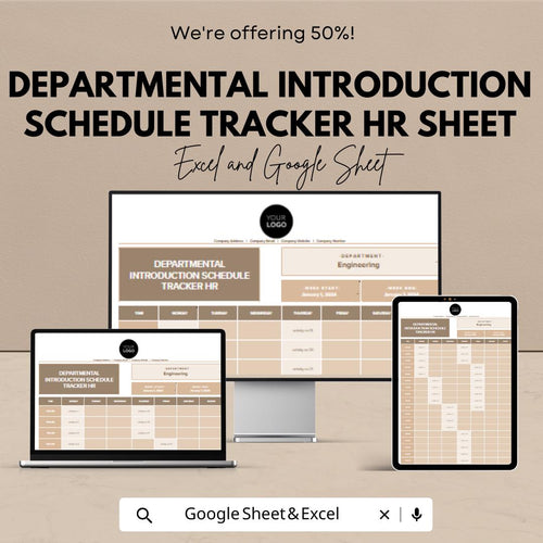 Departmental Introduction Schedule Tracker HR Sheet | Onboarding Template for New Employees | Excel & Google Sheets