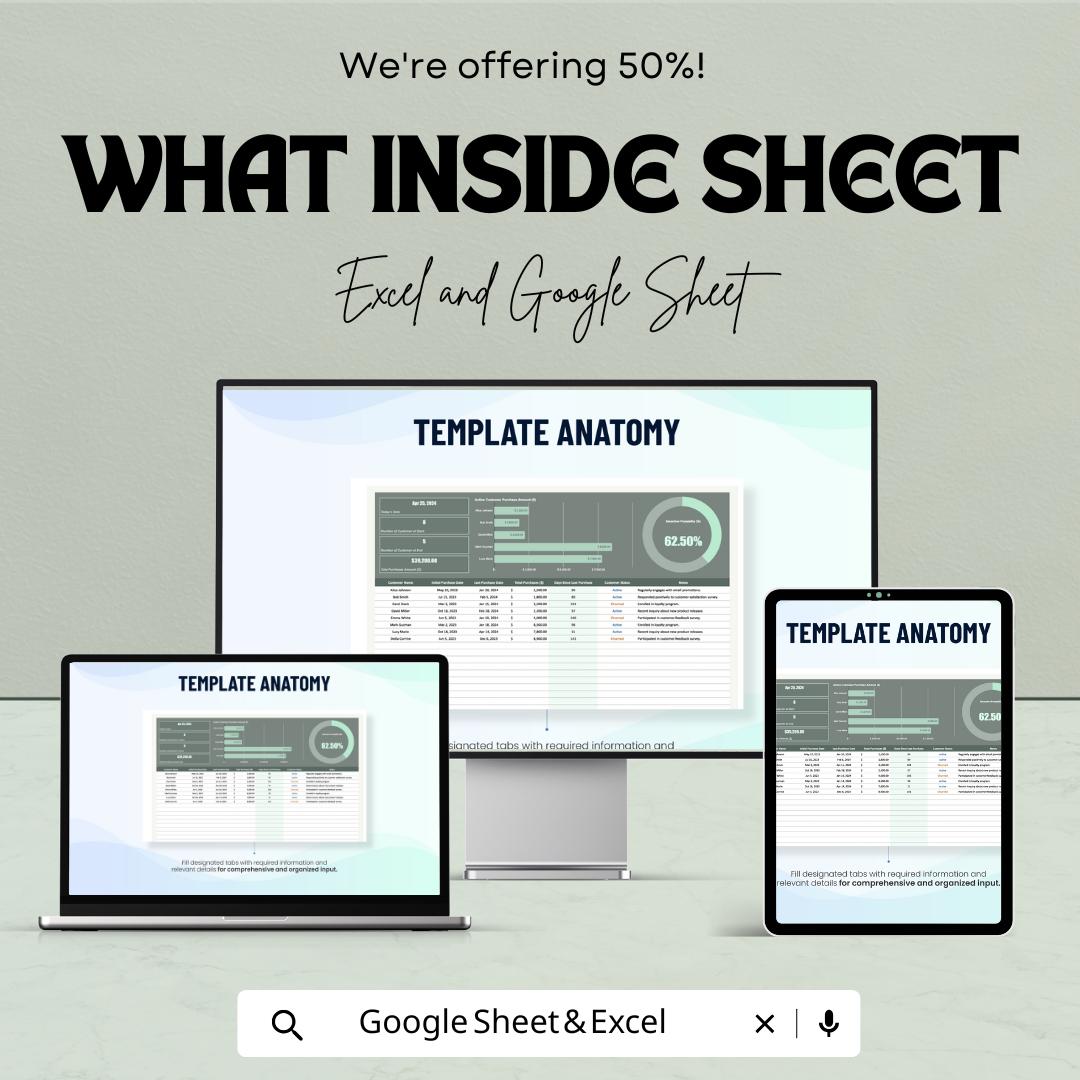 Post-Sale Customer Retention Tracker Sheet - Excel & Google Sheet | Track Customer Engagement and Retention with Automated Metrics