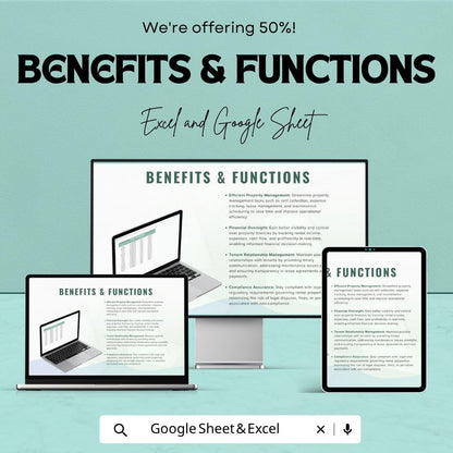 Landlord Property Management Template Excel Google Sheets | Rental Property Tracker | Tenant Management Spreadsheet | Rent Tracker |