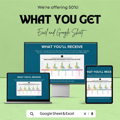 Email Marketing Deliverability Rate Calculator Template | Deliverability Tracker | Email Performance Calculator | Email KPI Reporting Tool