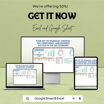 Contractor Expense Template Excel & Google Sheets | Freelance Expense Tracker | Self Employed Budget Spreadsheet | Business Expense Planner