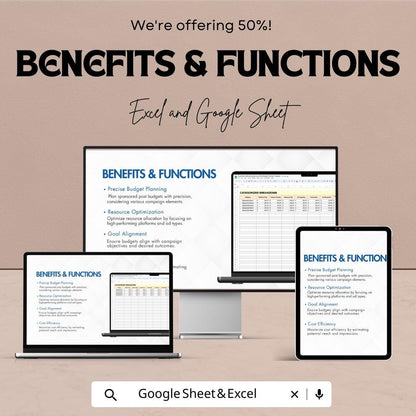 Social Media Marketing Sponsored Post Budget Estimator | Excel & Google Sheets | Ad Campaign Cost Planner | Social Media Ads Budget Template