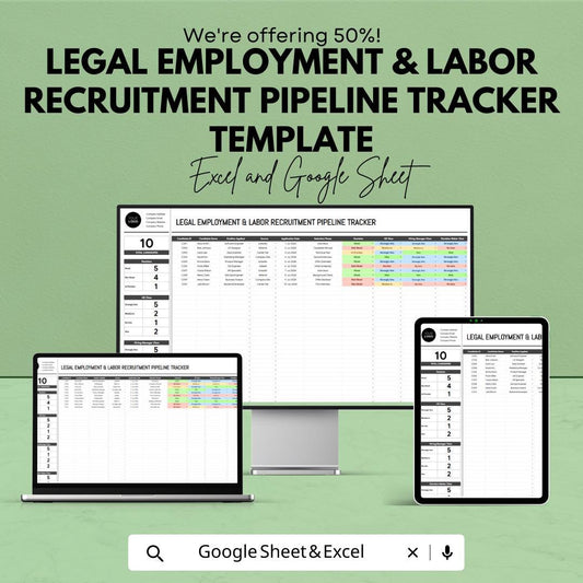 Recruitment Pipeline Tracker, HR Hiring Spreadsheet, Candidate Tracking Template, Employee Hiring Log, HR Recruitment Tool