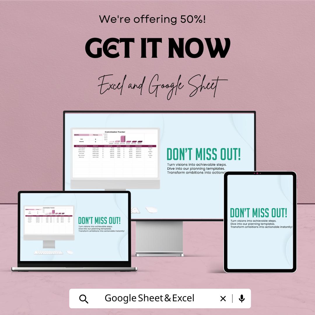 Commission Tracking Template | Sales Commission Tracker | Sales Rep Tracker | Commission Log | Employee Commission Sheet