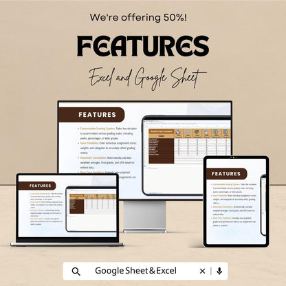 Student Grade Calculator Template | Grade Tracker Spreadsheet | GPA Calculator | Student Score Tracker