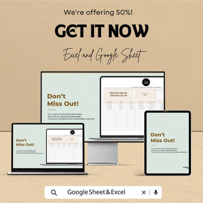 Mentor Mentee Log Template, HR Mentorship Tracker, Employee Coaching Log, Mentoring Session Sheet