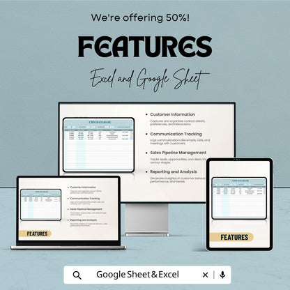 CRM Database Template | Customer Relationship Manager | Excel and Google Sheets CRM | Sales Tracker | Client Management Spreadsheet