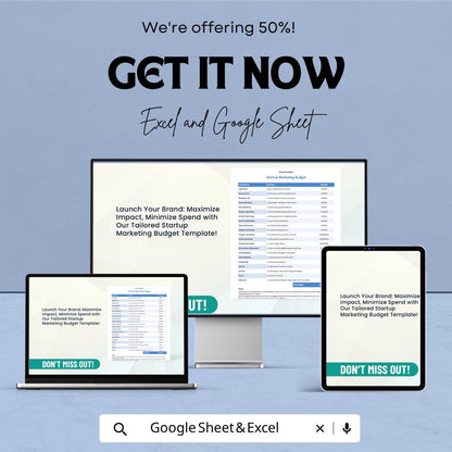 Startup Marketing Budget Template | Marketing Budget Spreadsheet | Business Budget Planner | Expense Tracker Template |