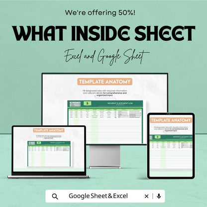 Workplace Incident and Accident Log Template | Safety Incident Report Tracker | Injury & Near Miss Log | Excel and Google Sheets