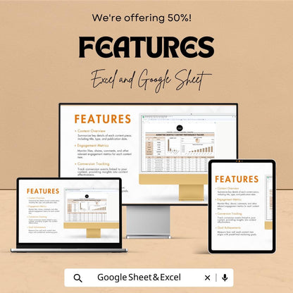Marketing Monthly Content Performance Tracker Template |  Social Media Tracker | Marketing KPI Dashboard | Content Metrics Log
