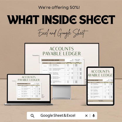Accounts Payable Ledger Sheet | Excel & Google Sheet | Track Vendor Payments