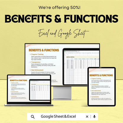 Quarterly Training KPI Dashboard HR | Excel & Google Sheet | Employee Performance Tracker | HR Metrics | Instant Download