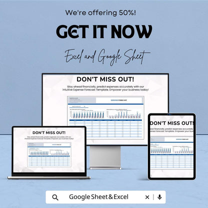 Forecast Income and Expense Template | Business Cash Flow Planner | Excel & Google Sheets | Budget and Financial Forecast