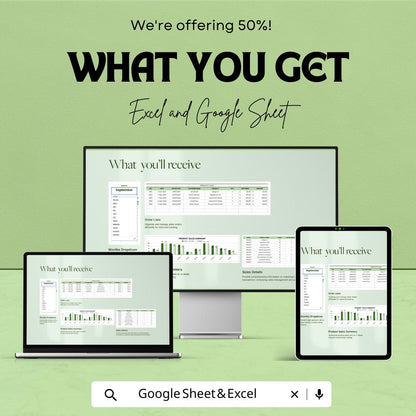 Sales Spreadsheet Template | Sales Tracker and Order Management Sheet | Excel & Google Sheets