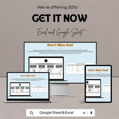Job Ad Keyword Performance Sheet HR Template | Recruitment Analytics Dashboard | Excel & Google Sheets Hiring Tracker