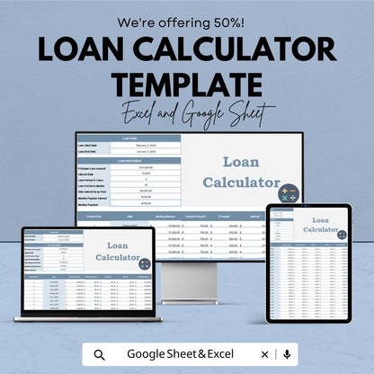 Loan Calculator Template | Amortization Schedule | Interest & Principal Breakdown | Finance Planner