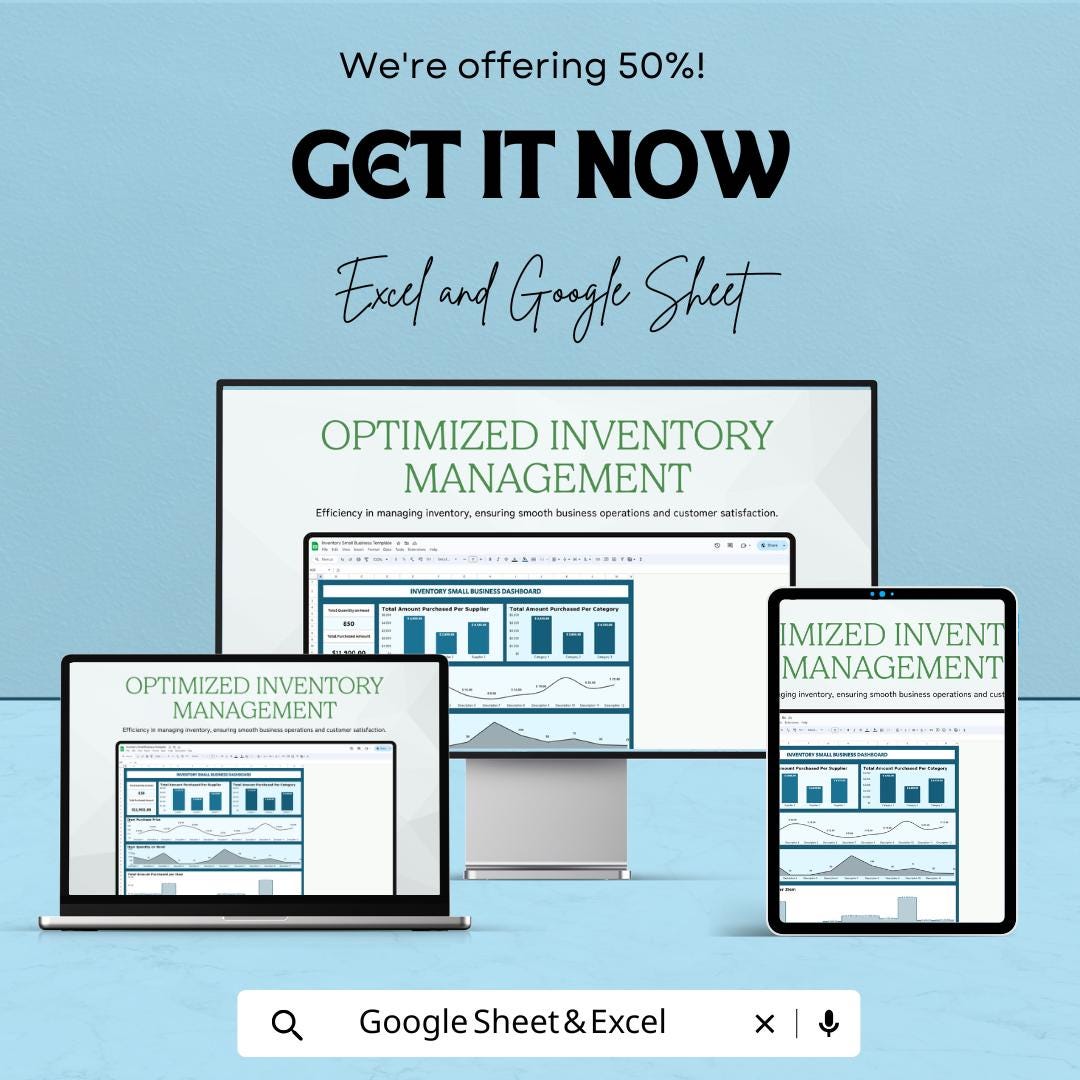 Inventory Management Sheet for Small Business | Excel and Google Sheet Template