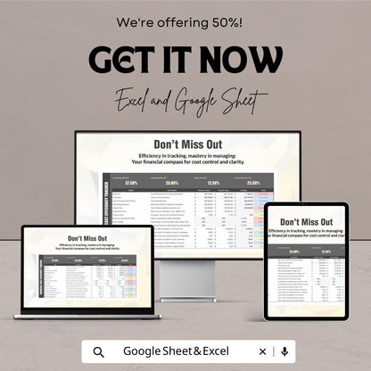 Financial Cost Efficiency Tracker Template | Cost Analysis Spreadsheet | Budget Efficiency Dashboard | Business Finance Tracker
