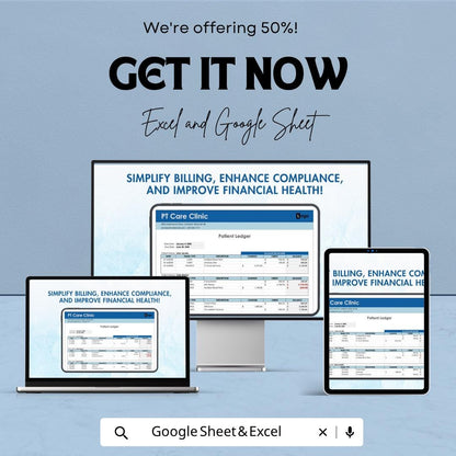 Patient Ledger Template for Excel & Google Sheets | Medical Billing Spreadsheet | Healthcare Payment Tracker | Clinic Billing Ledger |