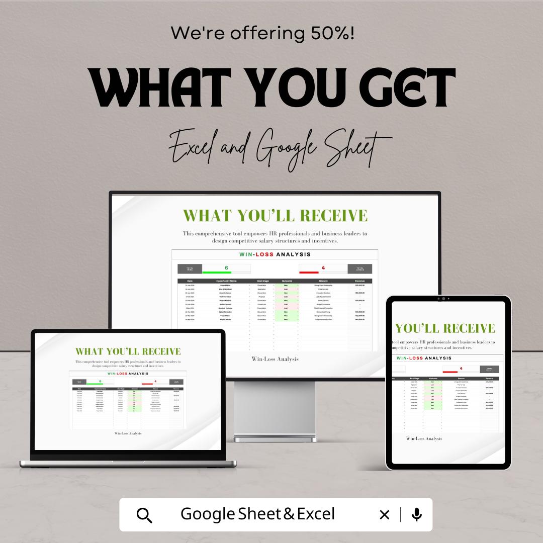 Win-Loss Analysis Template | Sales Deal Tracker Spreadsheet | Excel & Google Sheets CRM | Sales Performance Analysis Tool