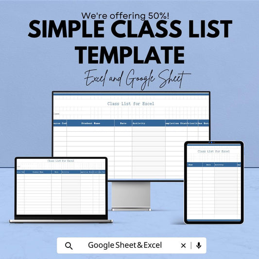 Simple Class List Template | Google Sheets & Excel | Student Tracker | Attendance Sheet | Teacher Planner | Digital Download