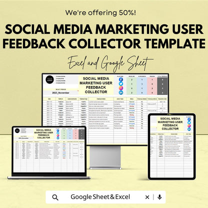 Social Media User Feedback Collector Template | Feedback Tracker | Social Media Response Log | Marketing Feedback Manager