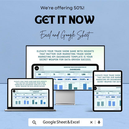 Marketing Trade Show Marketing KPI Dashboard Template - Event Performance Tracking, Lead Generation, Conversion Rate Analysis