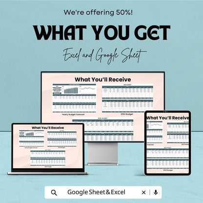 Yearly Budget Forecast Template, Annual Budget Planner, Excel & Google Sheets Budget Spreadsheet, Business Finance Tracker