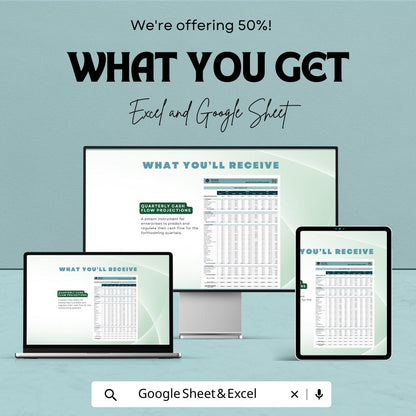 Quarterly Cash Flow Projections Template , Business Cash Flow Forecast Spreadsheet, Financial Planning Template, Cash Flow Budget Tracker