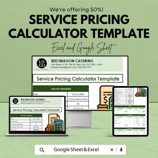 Service Pricing Calculator Template | Pricing Strategy Tool | Cost & Profit Calculator | Freelance Pricing Spreadsheet