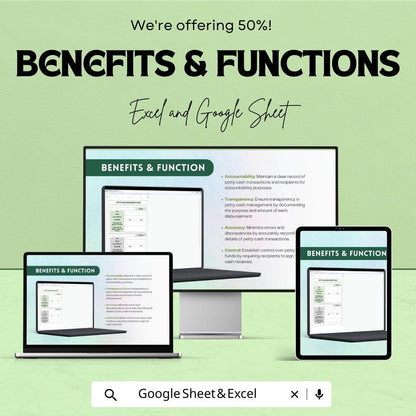 Petty Cash Sign Out Sheet | Google Sheets & Excel Template | Cash Flow Tracker | Easy Record Keeping | Automated Petty Cash Template