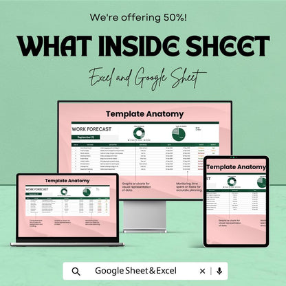 Work Forecast Template | Task Forecast Spreadsheet | Project Workload Planner | Excel & Google Sheets Work Tracker | Team Planning Dashboard