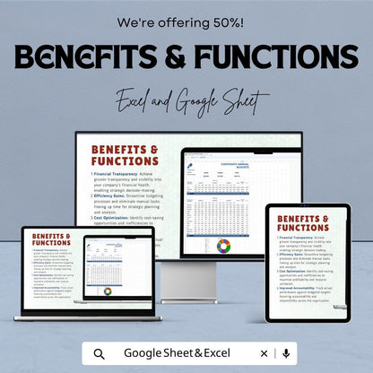 Corporate Annual Budget Template | Business Budget Spreadsheet | Financial Planning Template | Company Expense Tracker